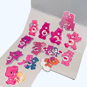 Care Bears 3” Vinyl Sticker bundle 13 peel & stick decals pink hearts valentines